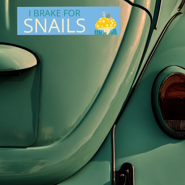 Adesivo Para Carro EU TRAGO PARA O Cogumelo Bonito. (I BRAKE FOR SNAILS Cute Mushroom Bumper Sticker
)
