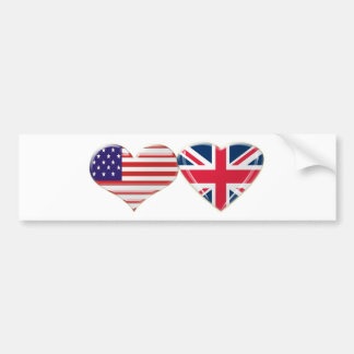 Adesivo Para Carro EUA e design BRITÂNICO da bandeira do coração