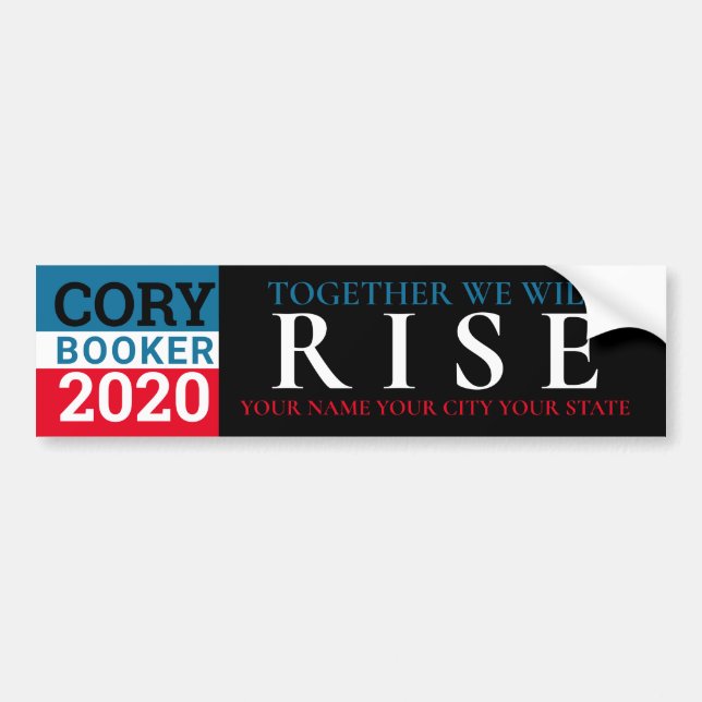 Adesivo Para Carro Exclusive de Cory Booker 2020 junto nós (Frente)