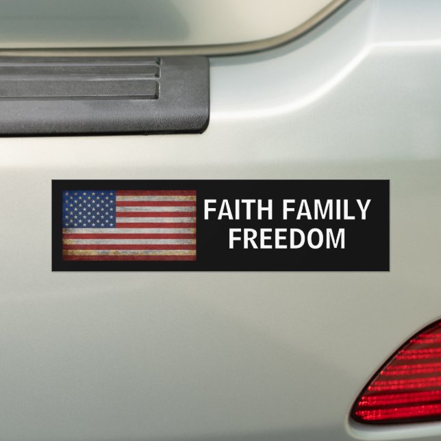 ADESIVO PARA CARRO FAITH FAMILY FREEDOM EUA FLAG PERSONALIZADO (No carro)
