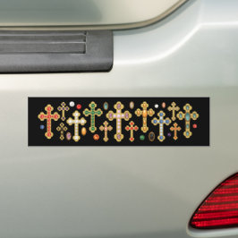 Adesivo Para Carro Faux Birthstone Croses and Loose Gems on Black