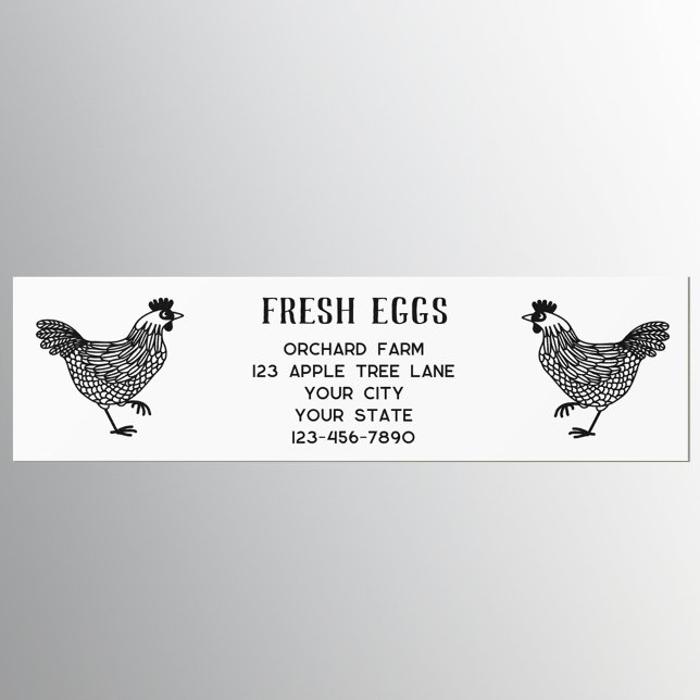 Adesivo Para Carro Fazenda De Ovos Frescos (Fresh Eggs farm details bumper sticker with chickens or hens.)