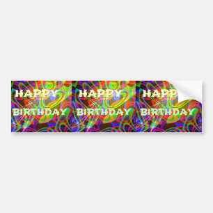 Adesivo Para Carro Feliz Aniversário Colorido