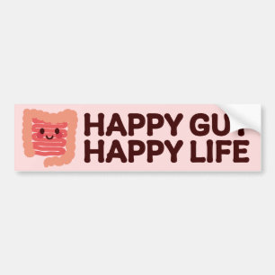 Adesivo Para Carro Feliz Gut, Vida Feliz - Intestino Bonito Sorriso