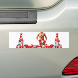 Adesivo Para Carro Feliz Natal SlipperyJoe presente vermelho branco p