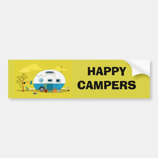 Adesivo Para Carro Feliz Trailer de Campers (Frente)
