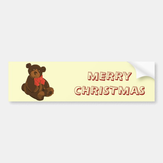 Adesivo Para Carro Feliz Urso de Natal (Frente)