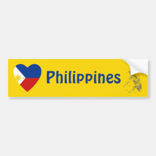 Adesivo Para Carro Filipinas Flag Heart + Map Bumper Sticker