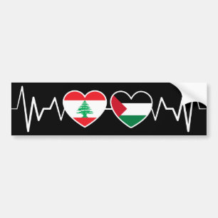 Adesivo Para Carro Flags de Unidade Palestina Libanesa Batida.