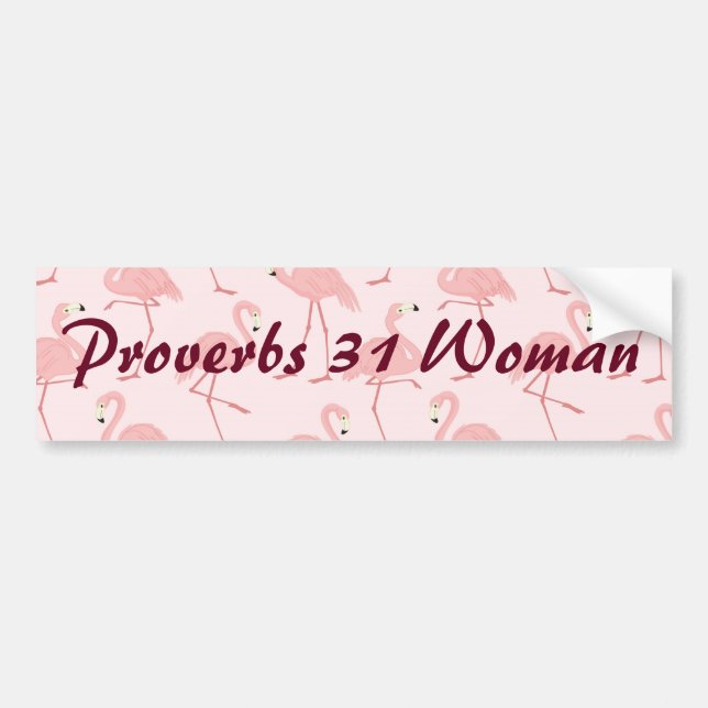 Adesivo Para Carro Flamingo Rosa Proverbs 31 Mulher (Frente)