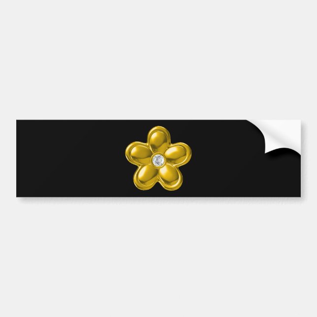 ADESIVO PARA CARRO FLOR DOURADO COM DIAMANTE (Frente)