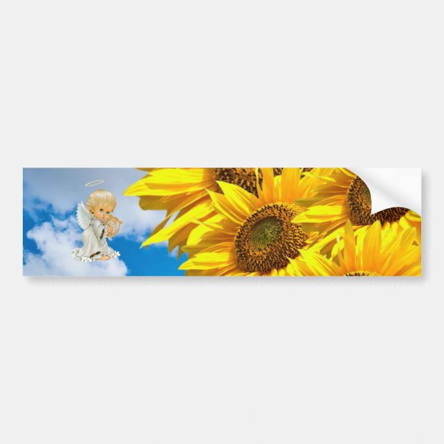 Adesivo Para Carro Floral de Sunflower Baby Angel Sticker (Frente)