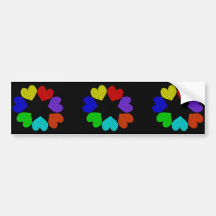 Adesivo Para Carro Floral Rainbow Love Hearts Bumper Sticker