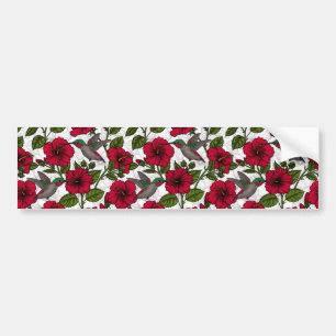 Adesivo Para Carro Flores de hibisco e beija-flores