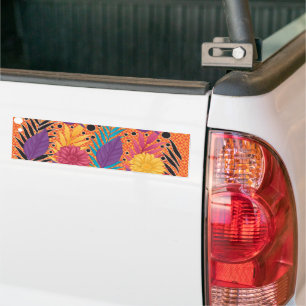 Adesivo Para Carro flores e folhas coloridas sobre fundo preto