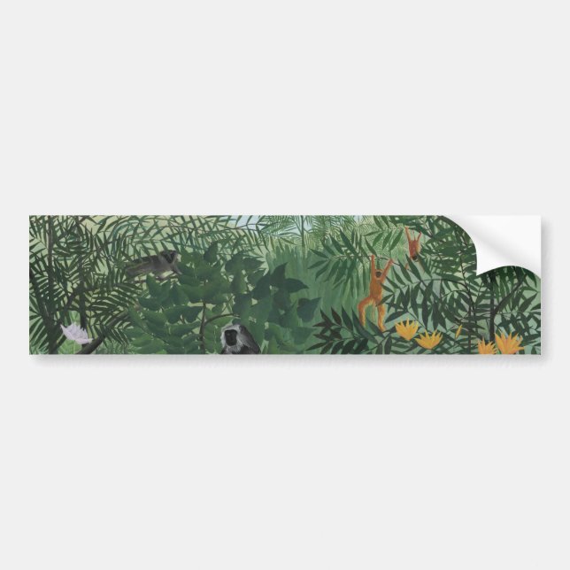 Adesivo Para Carro Floresta Tropical com Macacos e Cobra (Rousseau) (Frente)