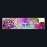 Adesivo Para Carro FOGO MUSICAL, PINK PURPLE SPARKLES Feliz Aniversár<br><div class="desc">Corneta colorida,  branca,  rosa,  colorida,  tocando coruja com coruja expressiva e notas musicais alegres,  flores,  folhas em vermelho vibrante,  fúcsia,  violeta,  púrpura,  azul,  cores brancas,  pintura aquarela de Bulgan Lumini (c)</div>