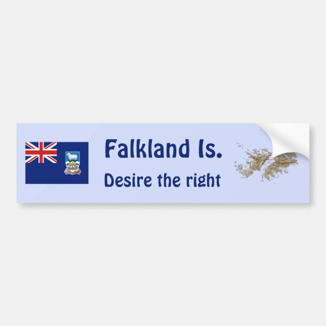 Adesivo Para Carro Folhas das Falkland Flag e Map Bumper Sticker (Frente)