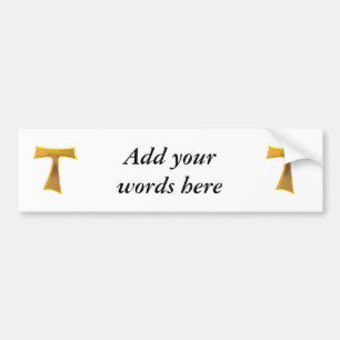 Adesivo Para Carro Franciscan Tau Cross Pax Et Bonum Dourado Metálic