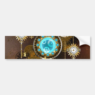 Adesivo Para Carro Fundo Rusty Steampunk com Lentes Turquesa