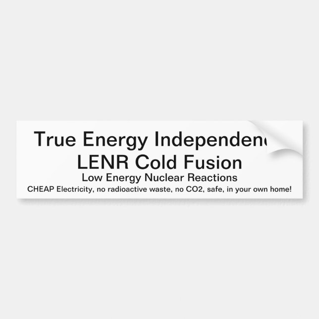 Adesivo Para Carro Fusão fria de LENR - independência energética (Frente)