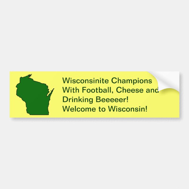 Adesivo Para Carro Futebol, queijo e cerveja dos campeões do Wisconsi (Frente)