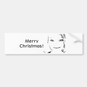 Adesivo Para Carro Garota Doce, Retrato Branco Negro, Feliz Natal