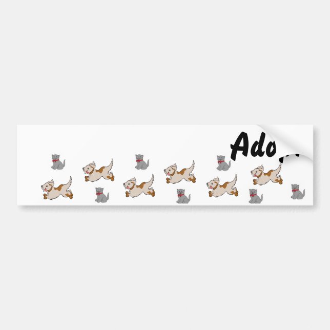 Adesivo Para Carro Gatinho Gato Cachorro Adotar Bumper Sticker (Frente)