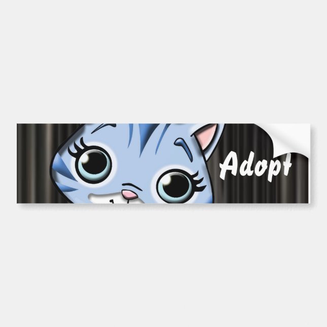 Adesivo Para Carro Gatinho Gato Cachorro Adotar Bumper Sticker (Frente)