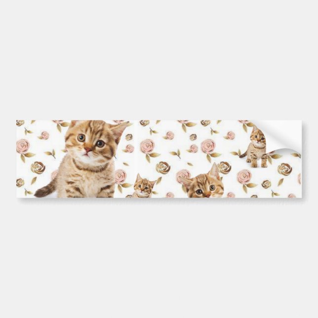 Adesivo Para Carro Gatinhos Gatinhos de Gato com Bumper Floral (Frente)