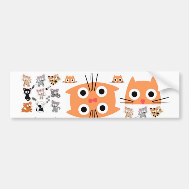 Adesivo Para Carro Gatinhos Gatinhos de Gato com Bumper Sticker (Frente)