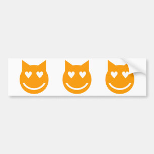 Adesivo Para Carro Gato Emoji De Olhos Moldados Pelo Coração
