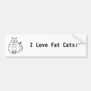 Adesivo Para Carro Gato gordo, eu amo gatos gordos!