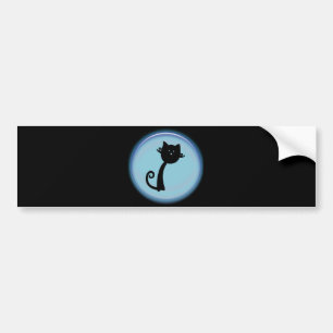 Adesivo Para Carro Gato preto bonito no design 3D azul