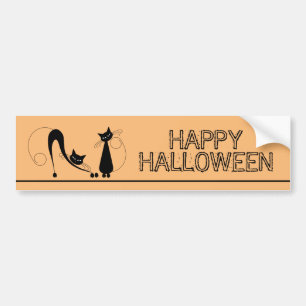 Adesivo Para Carro Gato Preto Elegante, Feliz Halloween