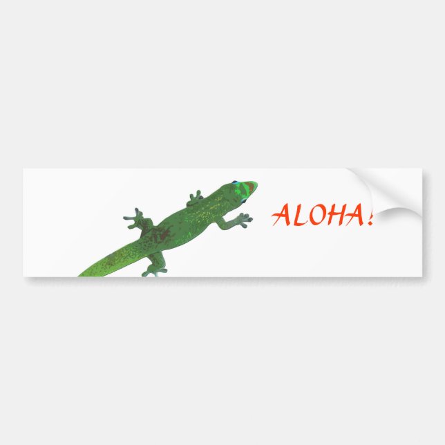 Adesivo Para Carro Gecko Olhando para a "Aloha" saudando o bastão (Frente)