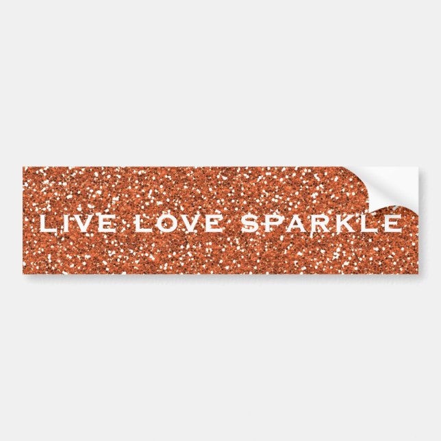 Adesivo Para Carro Glitter de Bronze Live Love Sparkle (Frente)
