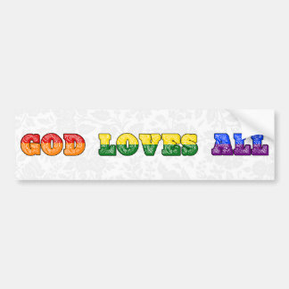 Adesivo Para Carro "God Loves All" Gay/LGBTQIA+/Queer Christian Pride