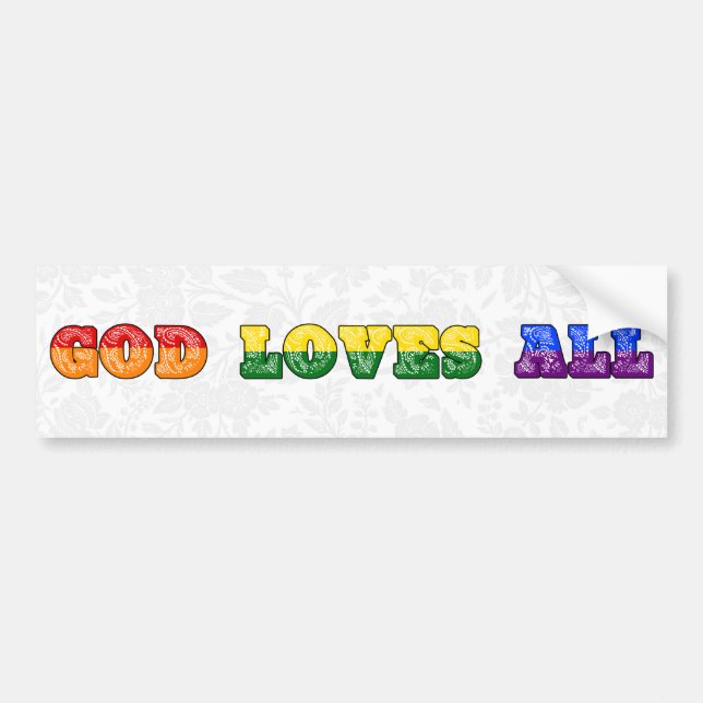 Adesivo Para Carro "God Loves All" Gay/LGBTQIA+/Queer Christian Pride (Frente)
