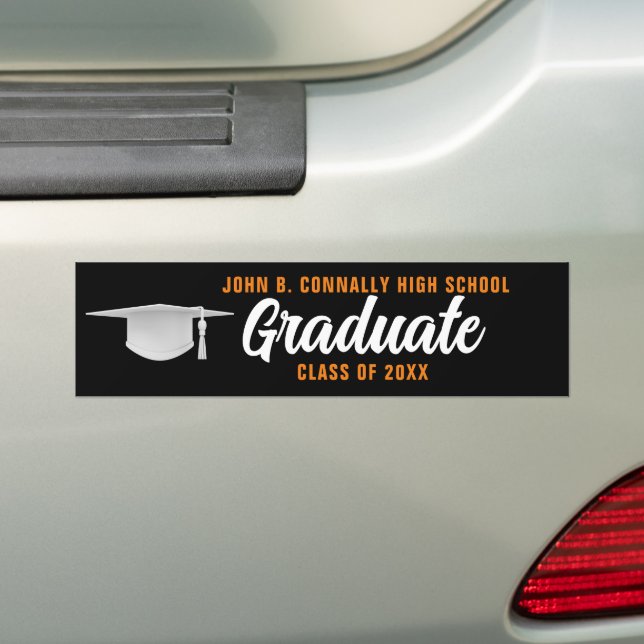 Adesivo Para Carro Graduação Personalizada do Formando Negro Laranja (No carro)