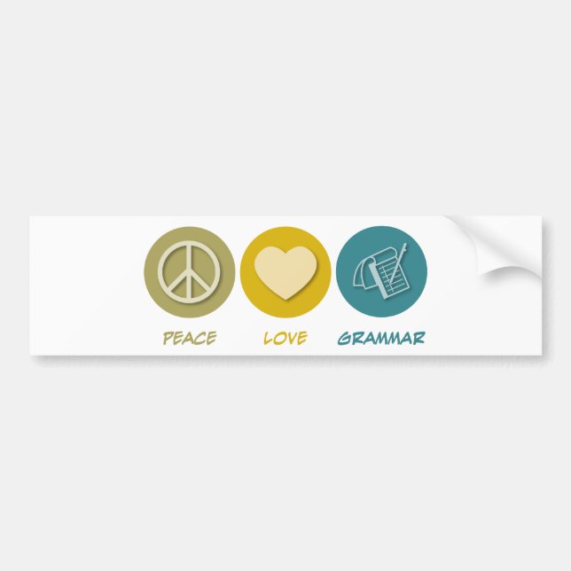 Adesivo Para Carro Gramática do amor da paz (Frente)