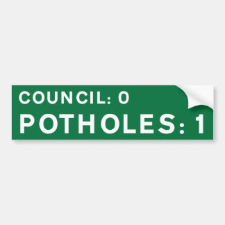 Adesivo Para Carro Green Pothole Bumper Sticker Council 0, Potholes 1