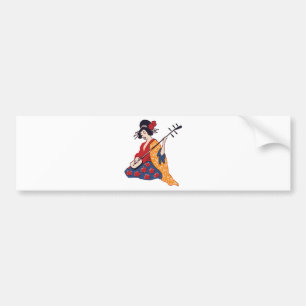 Adesivo Para Carro Gueixa japonesa que joga um instrumento de