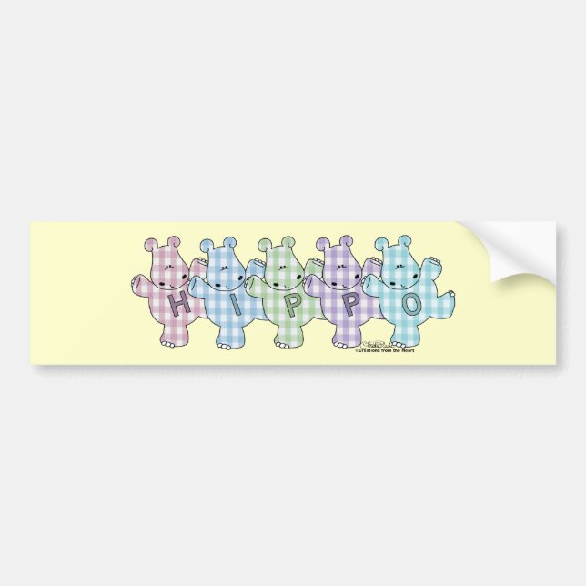 Adesivo Para Carro Happy Hippos pastel gingham (Frente)