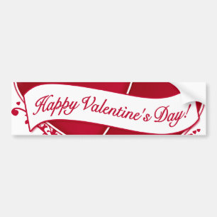 Adesivo Para Carro Happy Valentine's Day! Red Hearts