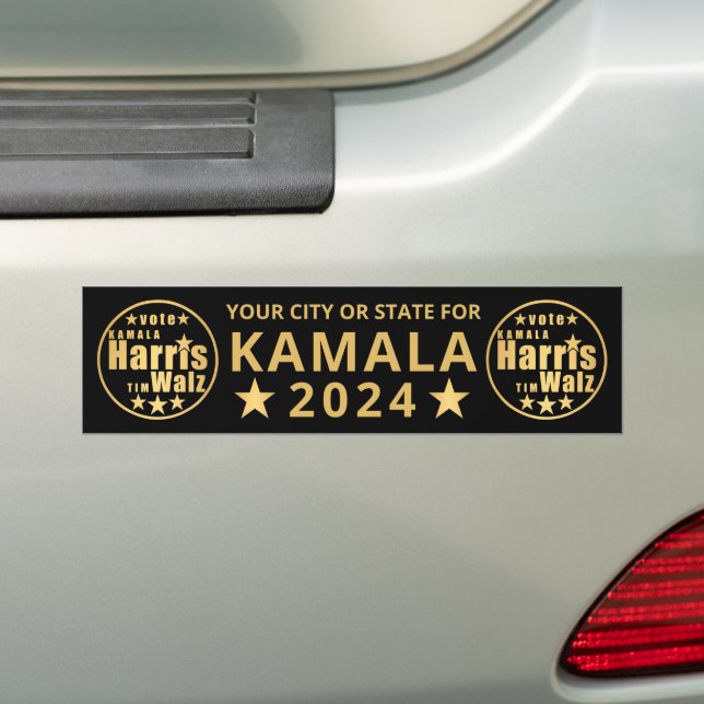 Adesivo Para Carro Harris Walz Dourado Eleição Personalizada Política (No carro)