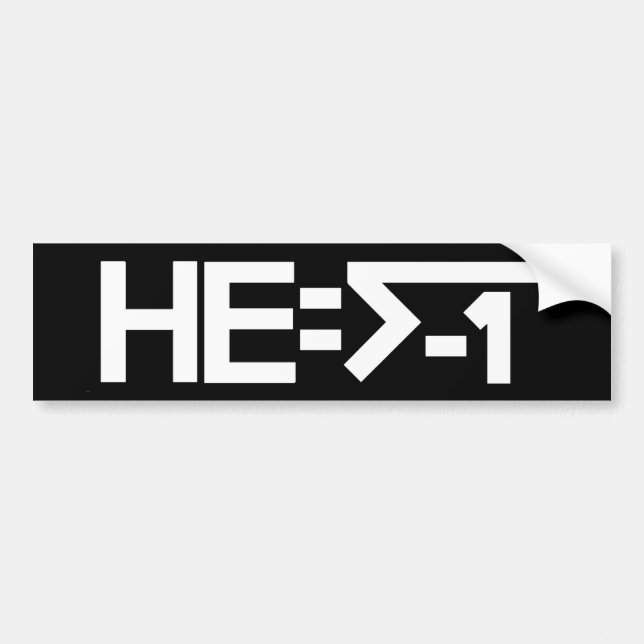 Adesivo Para Carro HE=√-1 (é imaginário) [ELE = a raiz quadrada de (Frente)