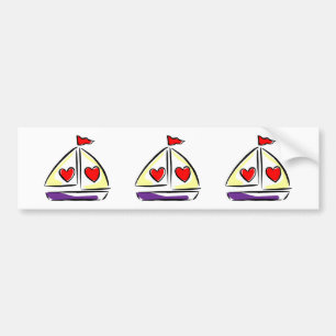 Adesivo Para Carro Heart Sailboat Red Hearts Love Seley Barco