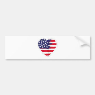 Adesivo Para Carro Heart US Flag 4 de julho Patriotic American Stars