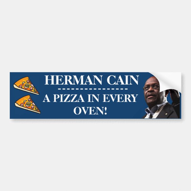 Adesivo Para Carro Herman Cain: Uma pizza em cada fundo Forno-Azul (Frente)